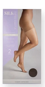 Silk Impressions 4 Pair Women's High Waist Pantyhose Coffee Bean 15 Denier L - Picture 1 of 5