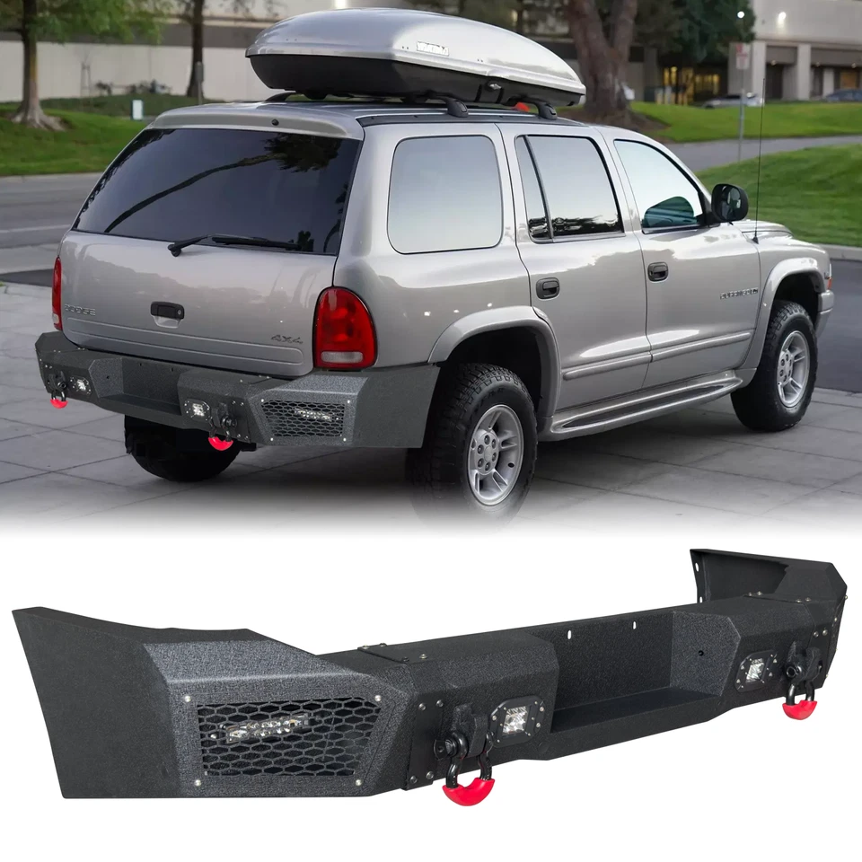 Vijay For 1998-2003 Dodge Durango  Rear Black Bumper W/LED Lights & D-Rings - Image 1 of 4