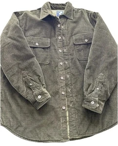 Roundtree & Yorke Men’s Corduroy Shacket L Green Shirt Jacket Quilted Lining - Picture 1 of 16