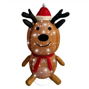 Fraser Hill Farm 4-Ft. Prelit Collapsible Tinsel Reindeer with LED Lights, 3D... - Picture 1 of 10