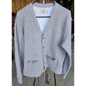 Brooks Brothers Red Fleece Cardigan Sweater Knit Gray Large - Picture 1 of 4