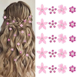 20Pcs Mini Flower Hair Clips Cute Rhinestone Hair Pins Small Decorative Hair ... - Picture 1 of 7