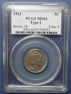 1913-P Type 2 Buffalo Nickel - PCGS MS64 - Well Struck - Bild 1 von 4