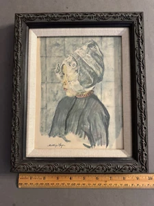 MATTHIJS HAGE VOLENDAM DUTCH GIRL WEARING TRADITIONAL CLOTHES FRAMED ART VTG - Picture 1 of 7