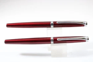Nuevo de Lote Antiguo X-Pen Facetado Translúcido Rojo Extra Fino Fuente y Rollerball Bolígrafo, CT - Imagen 1 de 7