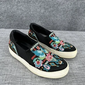 Johnny Was Vinny Butterfly Loafers Womens Sz 9 Black Multi Embroidered Slip On - Picture 1 of 13