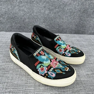 Mocasines Johnny Was Vinny Butterfly para mujer talla 9 negros multi bordados sin cordones Foto 1 de 4