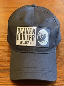 Beaver Hunter Bourbon-Whiskey Black Cap Hat Snapback Front Patch - Picture 1 of 8