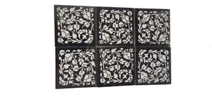 Interior Exterior Flooring Wall Ceramic Tile White & Black 4 x 4 in Set of 6 - Picture 1 of 5