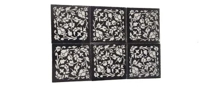 Interior Exterior Flooring Wall Ceramic Tile White & Black 4 x 4 in Set of 6 - Image 1 of 4