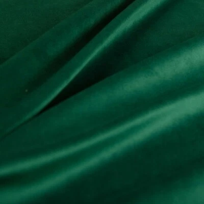 Quality Lightweight Low Pile Velour Plain Dark Green Curtain Upholstery Fabric - Image 1 of 4