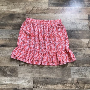 Falda C&C California Talla Mediana Naranja Floral Volantes Mini - Imagen 1 de 6