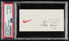 PHIL KNIGHT (Nike Founder) PSA/DNA Auto Signed Business Card Michael Jordan AIR