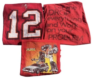 Mens 2XL T-shirt Bundle Lot Of 3 RED Nike Tom Brady Transformers Back To Future - Picture 1 of 23