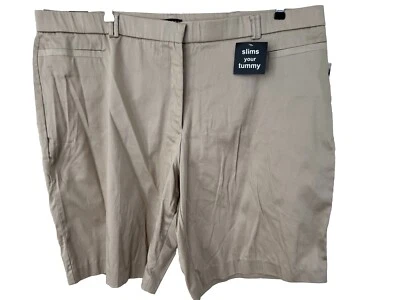 George Women's Plus 24W SHORTS Whipped Latte Beige THINK SLIM Bermuda Comfort - Image 1 of 4
