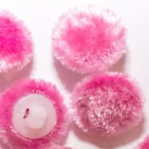ONE SMALL SILK VELVET BUTTON, PINK, SIZE: 11.5 MM, WHITE BACK, TOP QUALITY - Picture 1 of 4