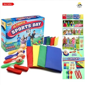 Outdoor Games Set Plastic 14x14cm 18 Pieces Sports Kit Family Fun - Picture 1 of 9