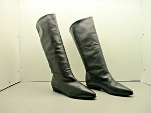 Hergestellt in Uruguay blau Leder zum Überziehen spitz zulaufend halbhohe Stiefel WMS Größe 6M - Bild 1 von 11