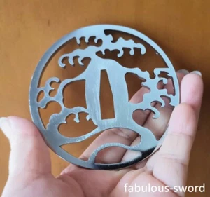 Slive Eisen Wellen Tsuba für japanisches Schwert Katana Wakizashi Tanto - Bild 1 von 2