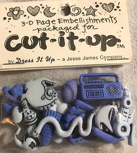 Cut It Up Jesse James Buttons "It's A Boy" Blue Shank Plastic Buttons - Picture 1 of 2
