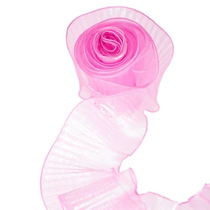 5.5" x 11 Yards Ruffle Pleated Organza Trim for DIY Craft, Dark Pink - Picture 1 of 6