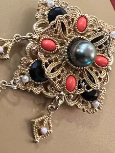 Nordstrom Rhombus Pearl with Gold Plated Pin Brooch 2" - 2.5" $290 #6 - Picture 1 of 6