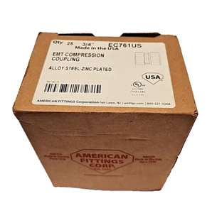 QTY 25 New AMERICAN FITTINGS EC761US 3/4" EMT COMPRESSION Couplings Made In USA - Picture 1 of 3