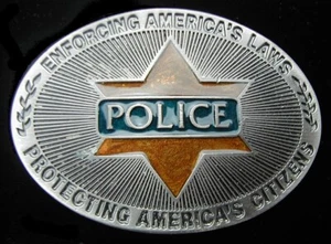 POLIZEI DURCHSETZUNG AMERIKA GESETZE ZUM SCHUTZ AMERIKANISCHER BÜRGER GÜRTELSCHNALLE VINTAGE - Bild 1 von 2