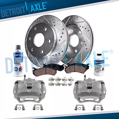 Front Drilled & Slotted Rotors Calipers Brake Pads for Toyota FJ Cruiser Tacoma - Image 1 of 4