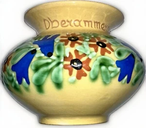 Anton Lang Keramik Oberammergau Vase blau orange floral signiert antik - Bild 1 von 10
