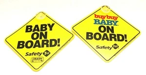 (2 Pcs) 5"x5" Baby on Board Yellow Safety Sign with Suction Cup NEW - Picture 1 of 4