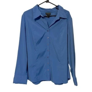 Lane Bryant dusty blue button up career blouse size 22/24 office work travel - Picture 1 of 9