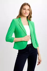 Joseph Ribkoff Green Open Jacket with Ruched Sleeves Size UK 18 RRP £235.00 - Picture 1 of 4
