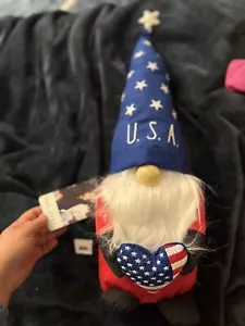 Rae Dunn 4th Of July Freedom U.S.A Plush Gnome, 20" Tall America Home Decor NWT - Picture 1 of 1