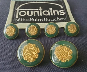 VTG Lion crest crown green Enamel set lot 22mm & 15mm Blazer Replacement Buttons - Picture 1 of 6