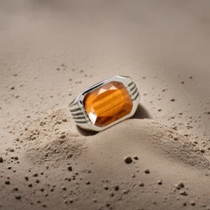 NATURAL TIGER'S EYE RING 925 STERLING SILVER RING BOHO MEN'S SIGNET RING - Picture 1 of 5