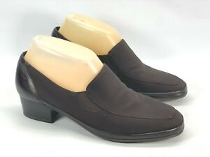 Rangoni Firenze Woman Brown Fabric Leather Slip On Shoes Made In Italy 7 1/2 B