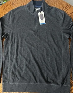 Men's L English Laundry Shirt 1/4 Zip Pullover Mock Neck Long Sleeve gray char - Picture 1 of 7