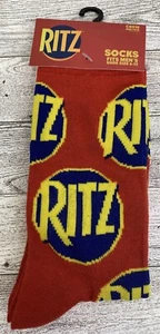 Men’s Ritz Crackers Print Novelty Trendy Crew Socks Size 6-12 ONE PAIR NWT’s - Picture 1 of 2
