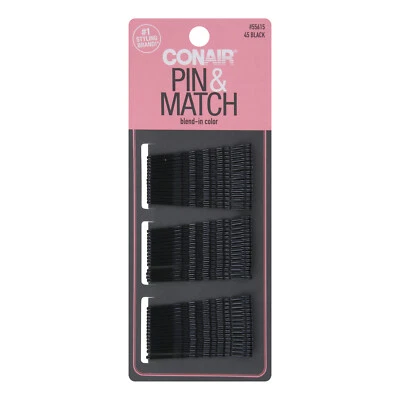 Conair Pin & Match Blend-In-Color Bobby Pins, Black, 45-Pieces - Image 1 of 2