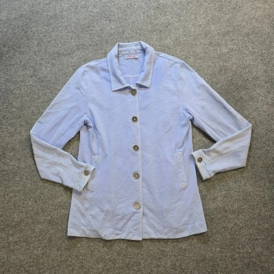 Chaqueta Fresh Produce Mujer Talla Mediana Azul Púrpura Botón Lagenlook Informal Artística Foto 1 de 4