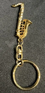 Sax Key Chain with Rhinestones 4"x1" - Picture 1 of 2