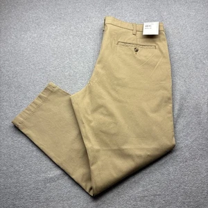 Perry Ellis Pants Mens 40x30 Flat Front Slim Fit Elmwood Khaki Tan Cotton $95 - Picture 1 of 15