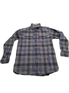 L.L. Camisa de tela gamuza frijol L ajuste tradicional azul gris periwinkle a cuadros pesada - Imagen 1 de 12