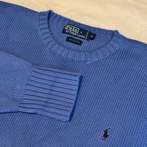Vintage Polo by Ralph Lauren Sweater Mens XL Blue Knit Crewneck Long Sleeve - Picture 1 of 7