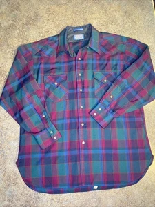 Pendleton High Grade Western Wear Wool Plaid Shirt Mens XL VTG Pearl Snap - Picture 1 of 7