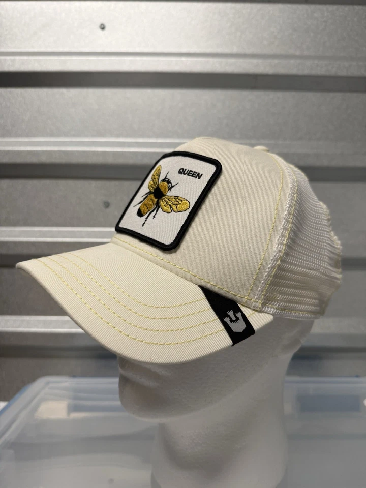 Gorra de béisbol Goorin Bros Queen-Bee Trucker parche grande Snapback gimnasio malla blanca Foto 1 de 3