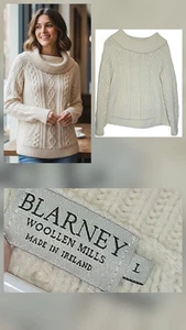 Blarney Vintage 70s 80s Irish Fisherman Chunky Cable Knit Boxy Sweater 100% Wool - Bild 1 von 8