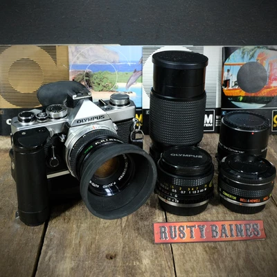 Olympus OM-1 35mm Camera, Lenses 50mm f1.8, 28mm f2.8 Macro, 80-200mm F4.5 Etc. - Image 1 of 4