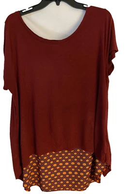 Top Merona para mujer multi geométrico cuello redondo manga alta baja talla XL Foto 1 de 4